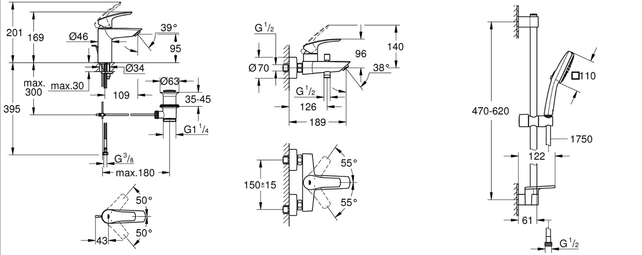 Набір змішувачів для ванни 3 в 1 Eurosmart UA123238S3 Grohe - Зображення 116801372-c90ee.jpg
