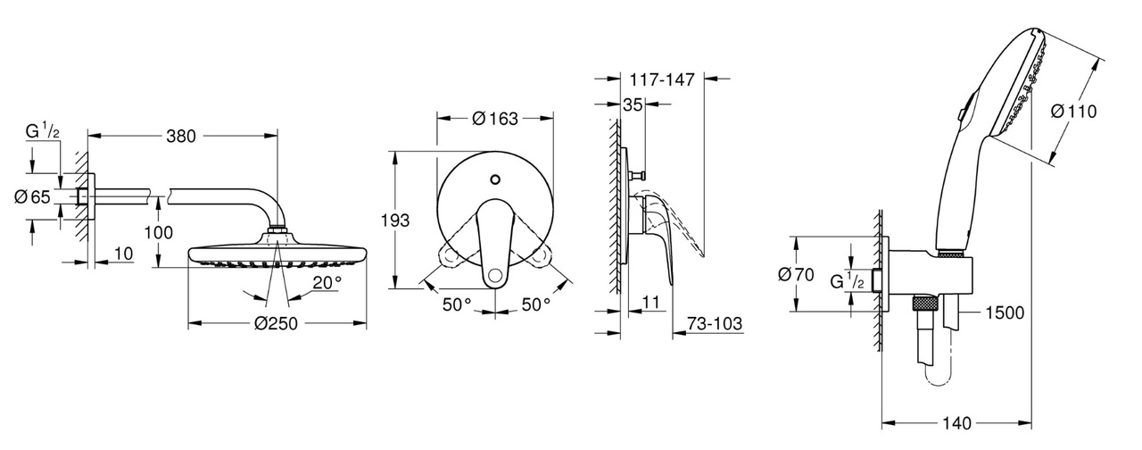 Душова система Euroeco з Tempesta 250 UA2939200L Grohe - Зображення 116824802-58d3d.jpg