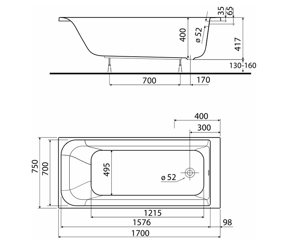 Ванна прямокутна Rekord 170x75 Kolo - Зображення 117289016-1effc.jpg