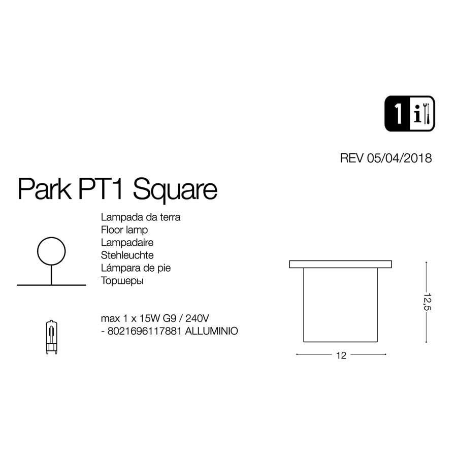 Светильник уличный PARK PT1 SQUARE (117881), IDEAL LUX - Зображення 117881-.jpg