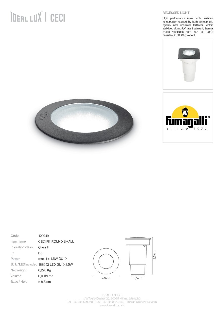 Світильник вуличний CECI PT1 ROUND SMALL (120249), IDEAL LUX - Зображення 120249-.jpg