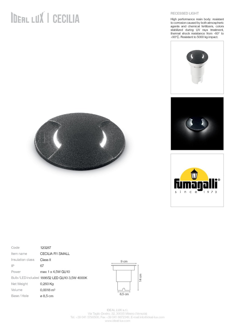 Світильник вуличний CECILIA PT1 SMALL (120287), IDEAL LUX - Зображення 120287_SC.jpg