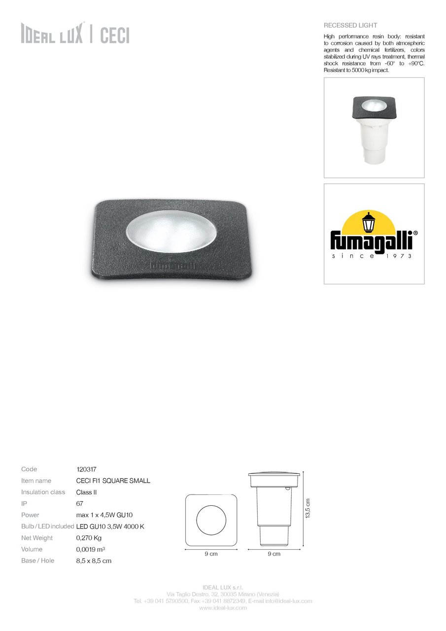 Світильник вуличний CECI PT1 SQUARE SMALL (120317), IDEAL LUX - Зображення 120317_S.jpg