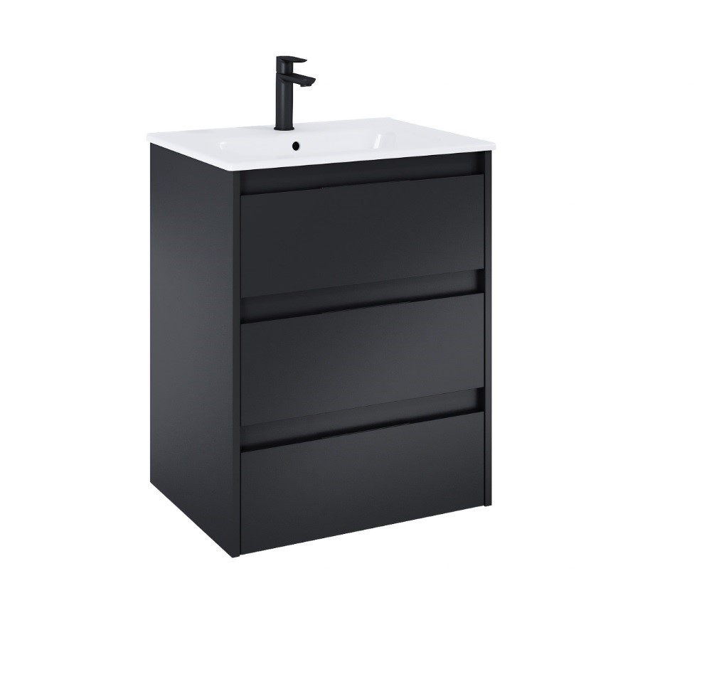 Шафка з умивальником Alpine Unik 600 Black matt A852015532 Roca - Зображення