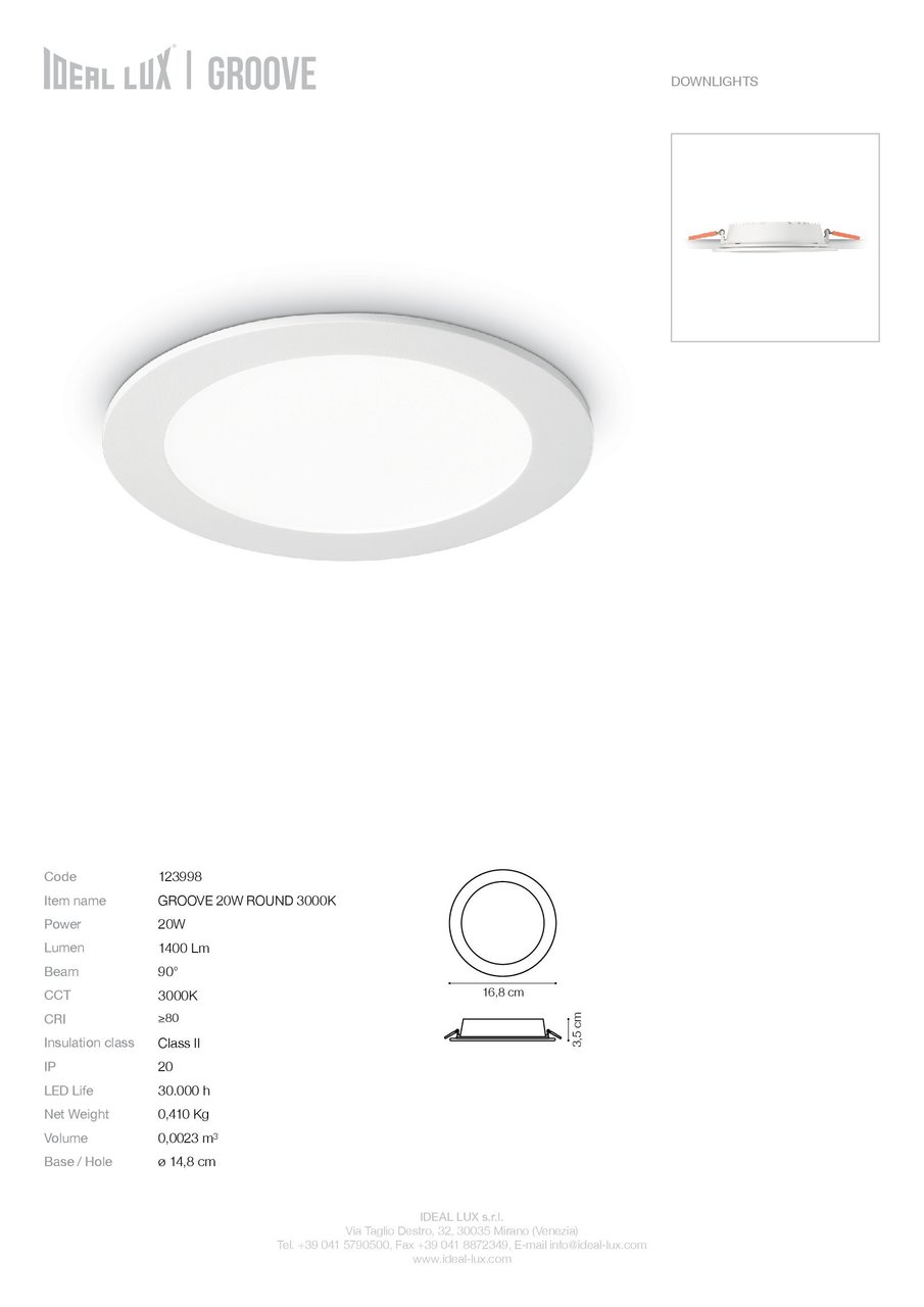 Точковий світильник GROOVE 20W ROUND 3000K (123998), IDEAL LUX - Зображення 123998_SC.jpg