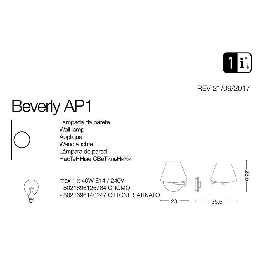 Бра BEVERLY AP1 OTTONE SATINATO (140247), IDEAL LUX - Зображення 126784-.jpg
