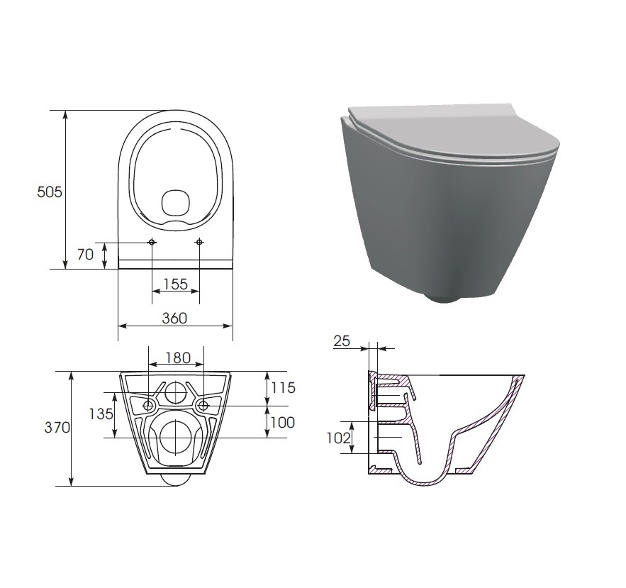Унитаз подвесной City CleanOn с крышкой Slim дюропласт soft close SZCZ1001681773 Cersanit - Зображення 128397106-f63a5.jpg