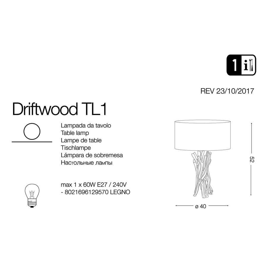 Настільна лампа DRIFTWOOD TL1 (129570), IDEAL LUX - Зображення 129570-1.jpg