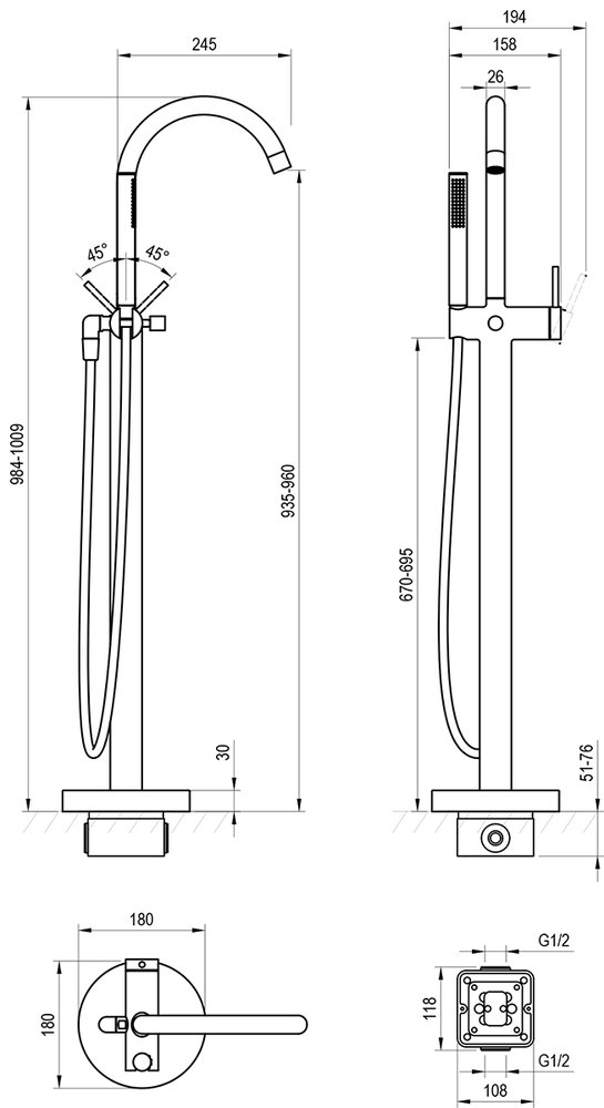 Змішувач підлоговий для ванни FM 082.20BL FREEDOM X070437 RAVAK - Зображення 130703813-1abc0.jpg