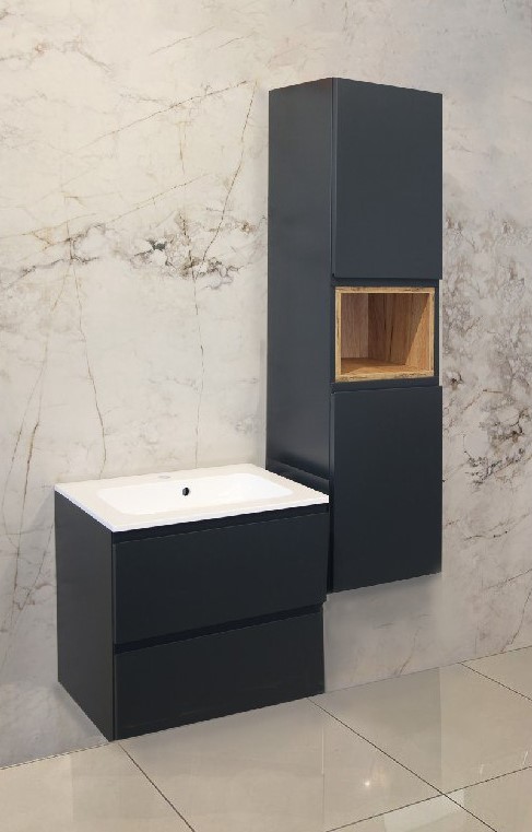 Комплект Пенал + Шафка з умивальником Modern Graphite matt RADAWAY - Зображення