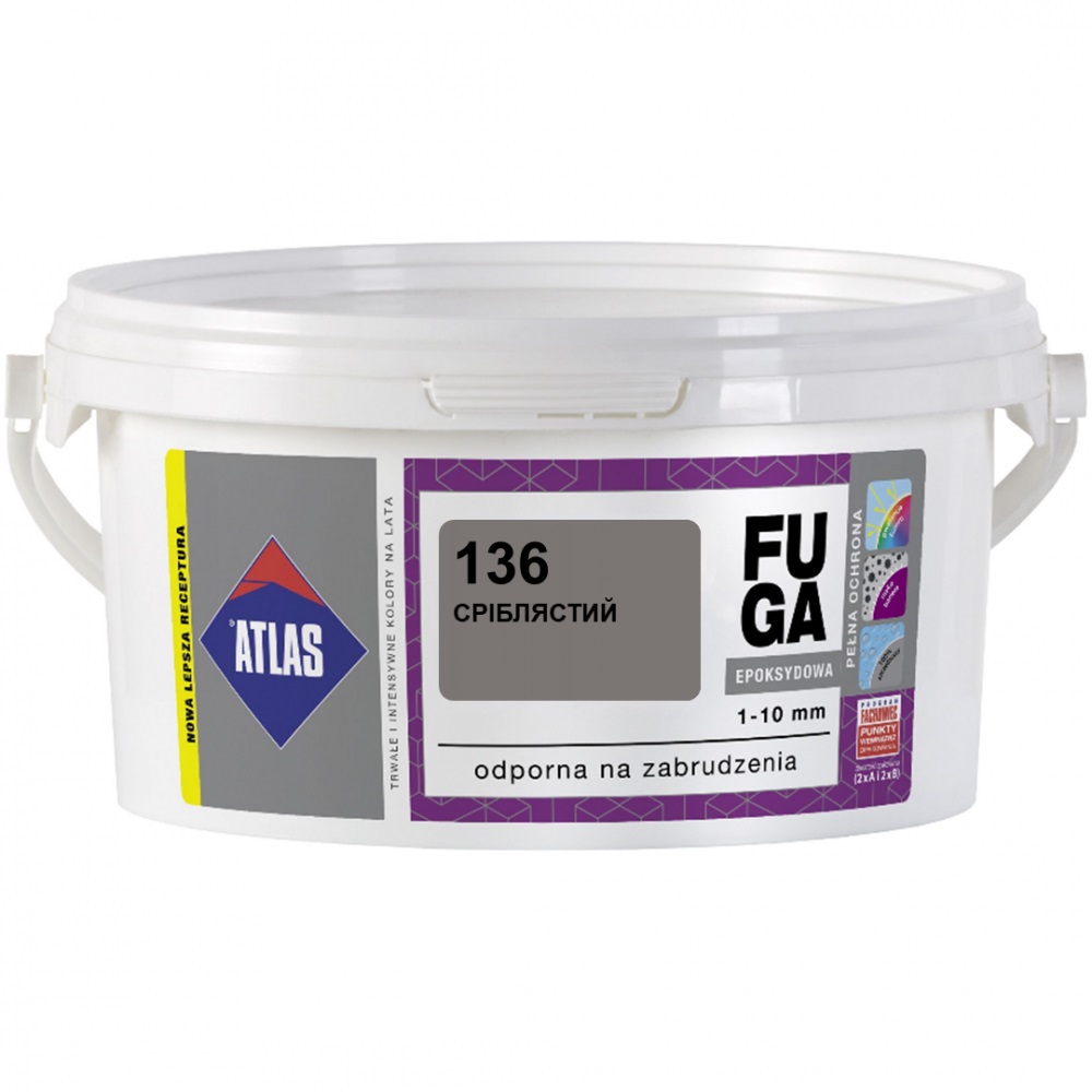 Затирка для швів Atlas епоксидна №136 срібний (2 кг) - Зображення