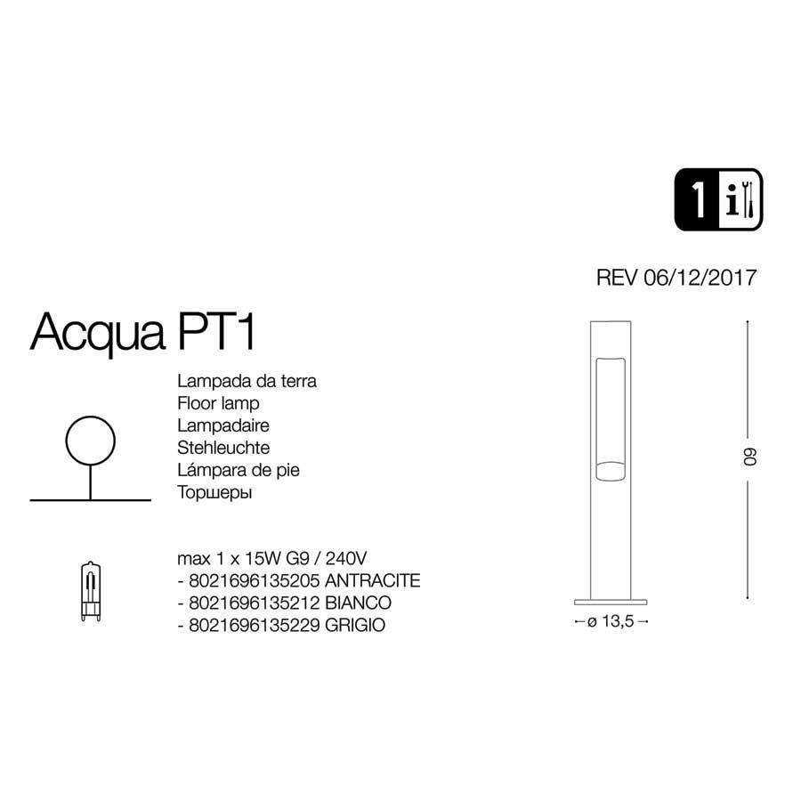 Світильник вуличний ACQUA PT1 ANTRACITE (135205), IDEAL LUX - Зображення 135205-.jpg