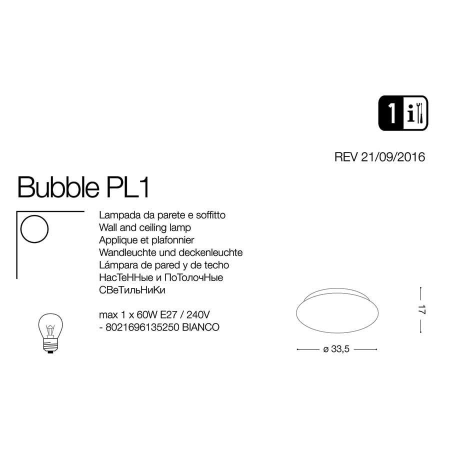 Світильник вуличний BUBBLE PL1 (135250), IDEAL LUX - Зображення 135250-.jpg