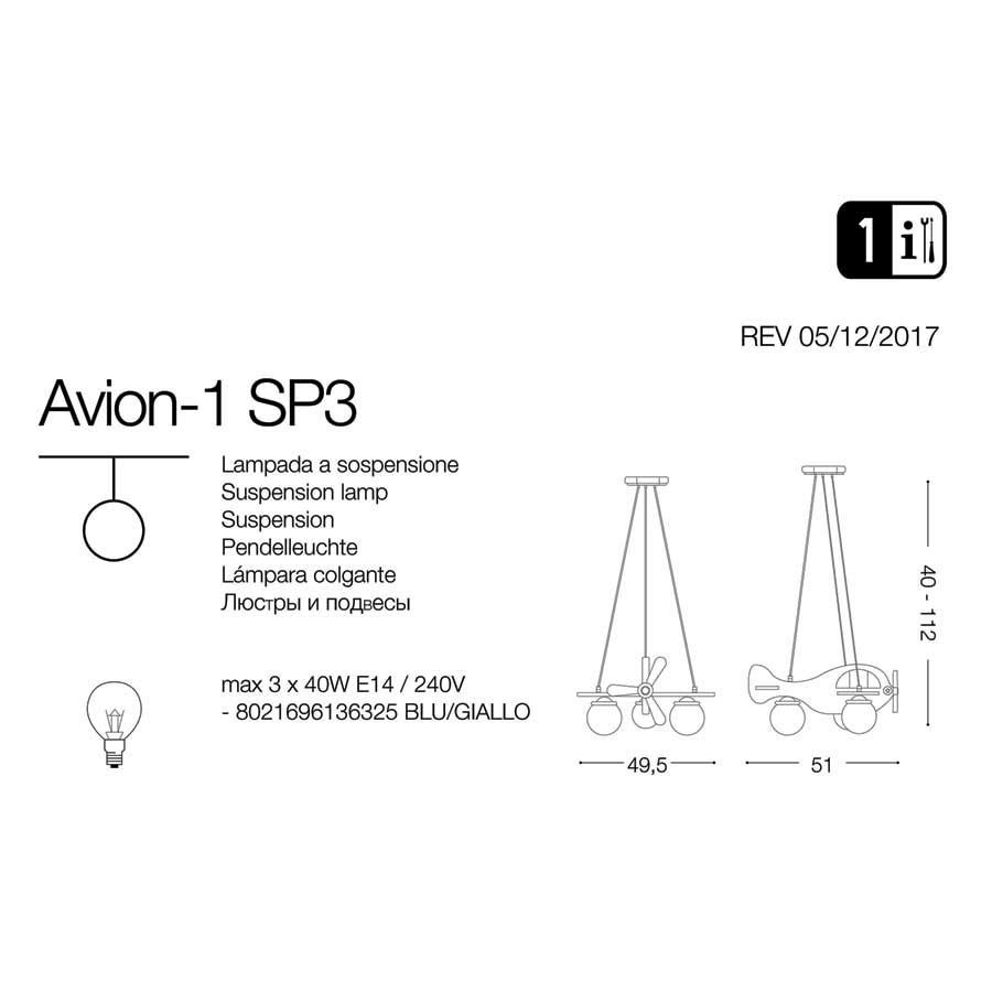 Люстра AVION-1 SP3 (136325), IDEAL LUX - Зображення 136325-.jpg