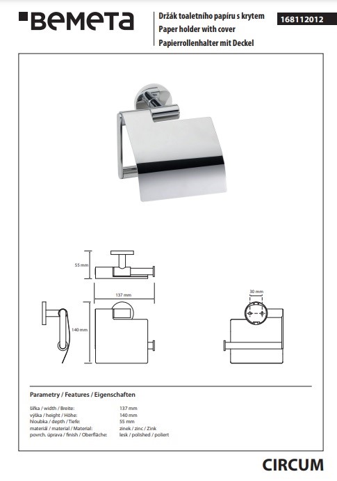 Тримач для туалетного паперу Circum 168112012 Bemeta - Зображення 137963534-7c82d.jpg