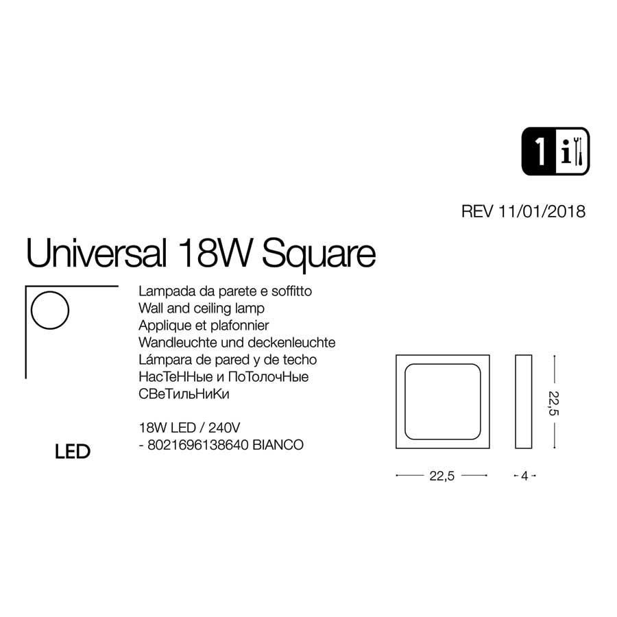 Світильник UNIVERSAL D22 SQUARE (138640), IDEAL LUX - Зображення 138640-1.jpg
