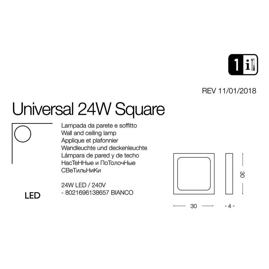 Світильник UNIVERSAL D30 SQUARE (138657), IDEAL LUX - Зображення 138657-1.jpg