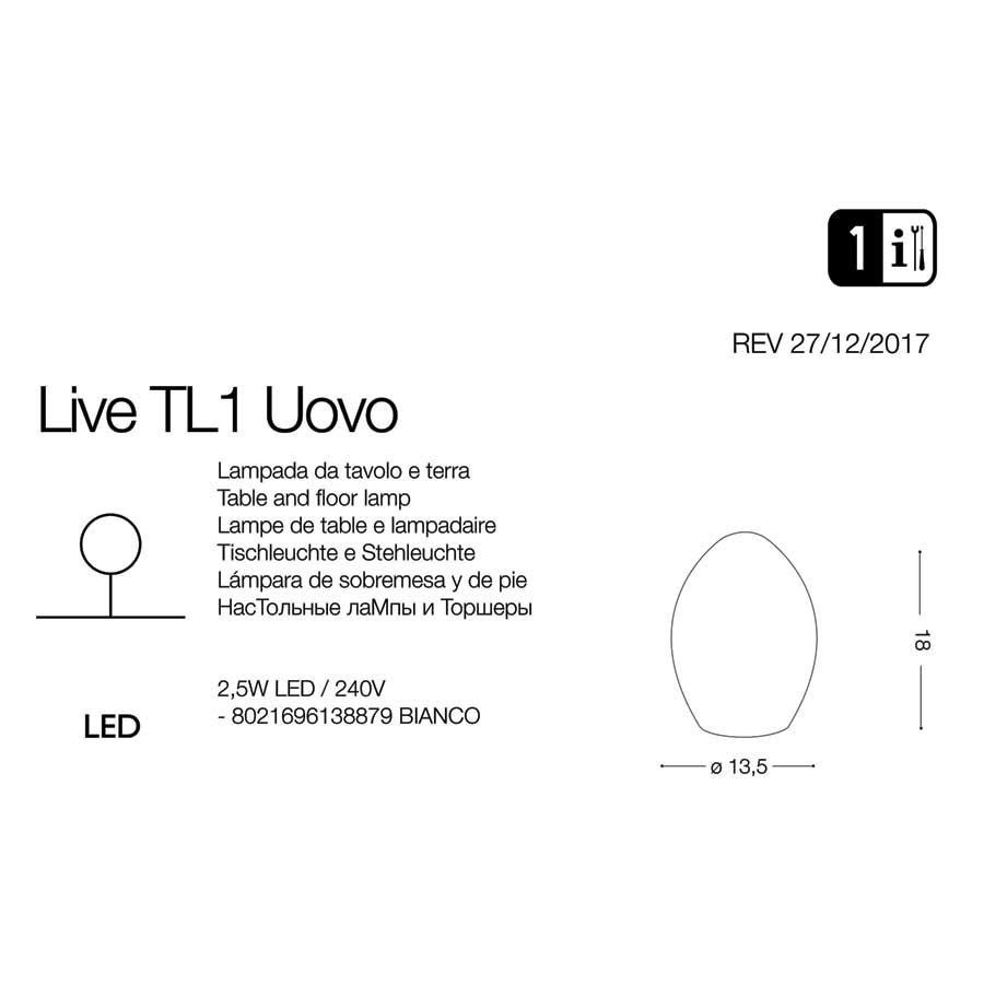 Світильник вуличний LIVE PT UOVO (138879), IDEAL LUX - Зображення 138879-.jpg
