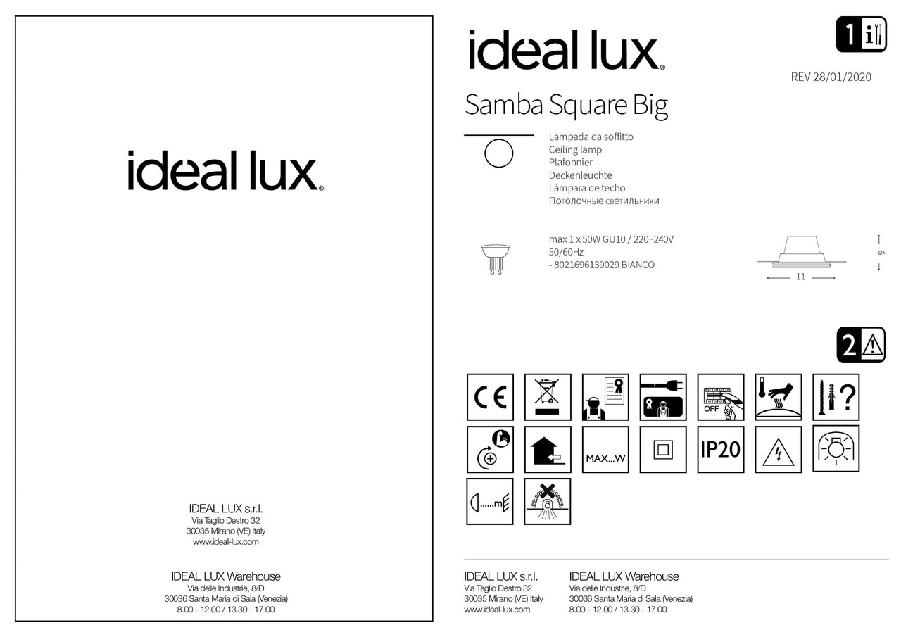 Точковий світильник SAMBA SQUARE D70 (139029), IDEAL LUX - Зображення 139029-.jpg