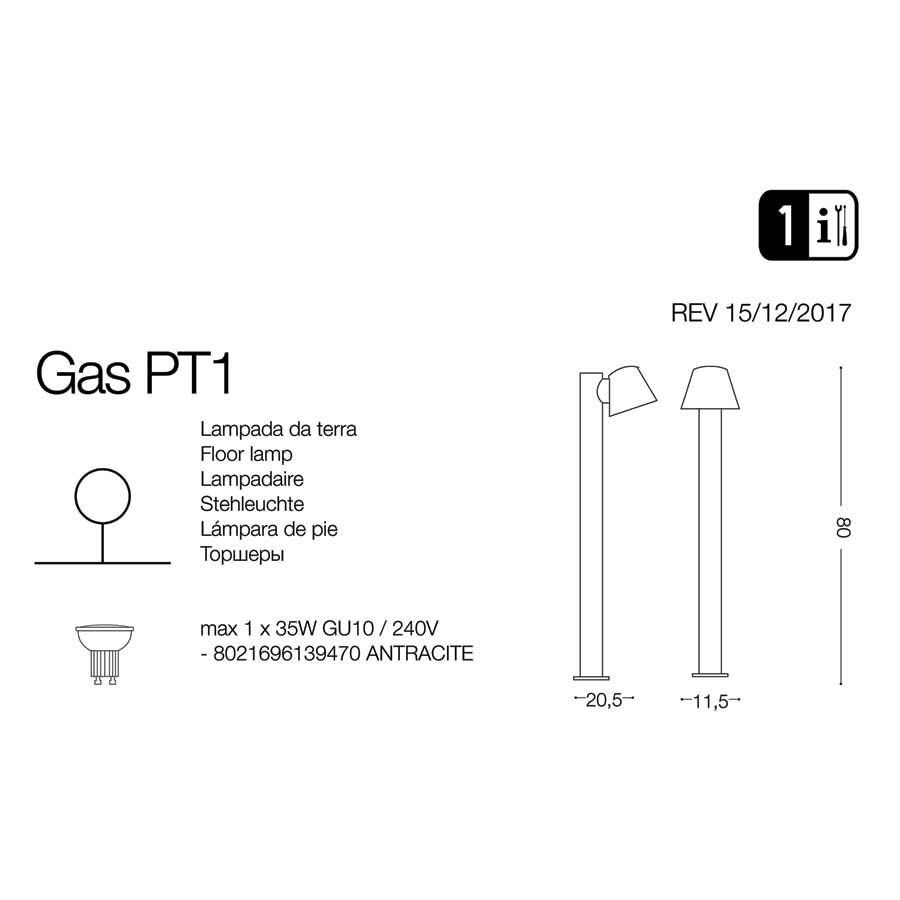 Світильник вуличний GAS PT1 COFFEE (213101), IDEAL LUX - Зображення 139470-.jpg
