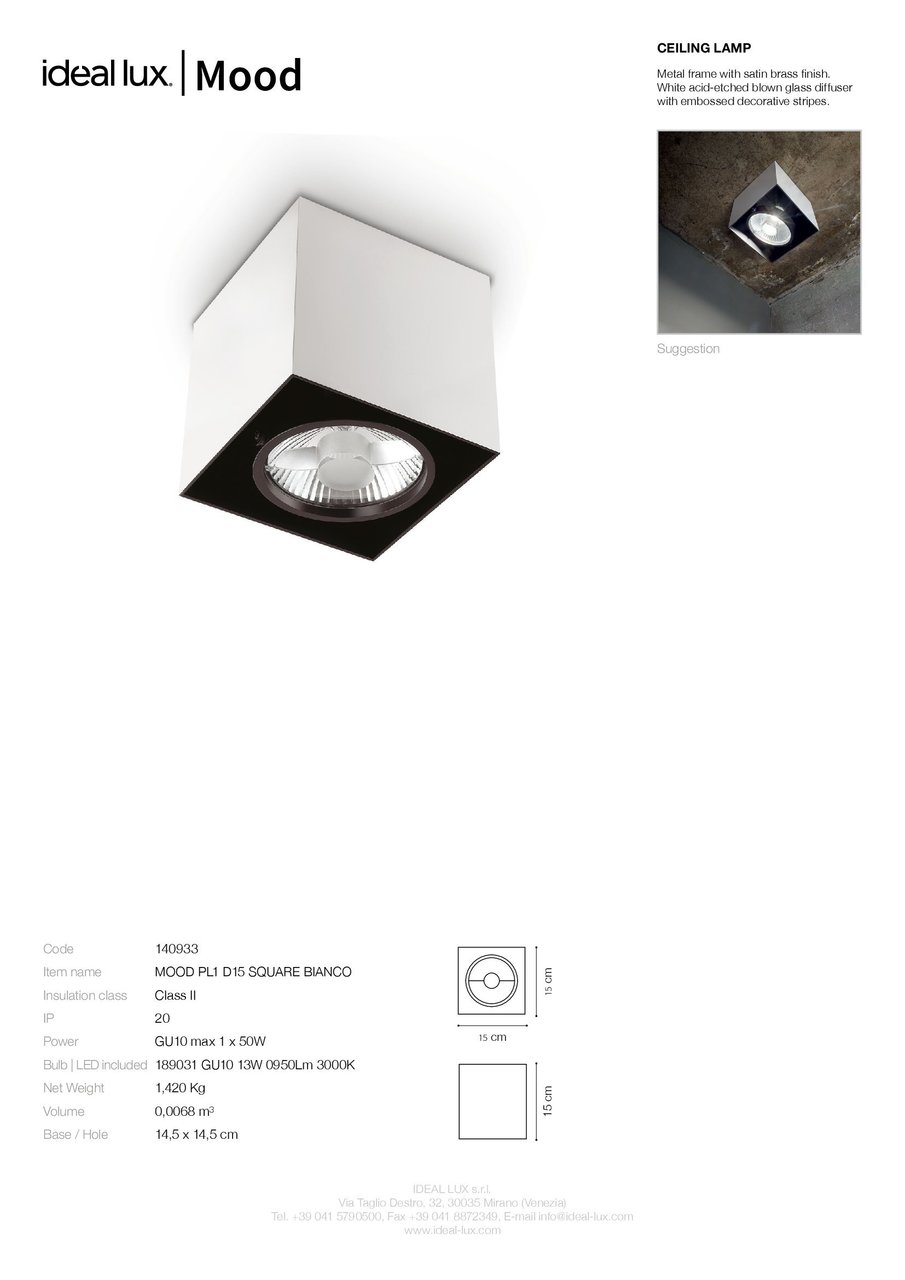 Точковий світильник MOOD PL1 D15 SQUARE BIANCO (140933), IDEAL LUX - Зображення 140933_SC.jpg