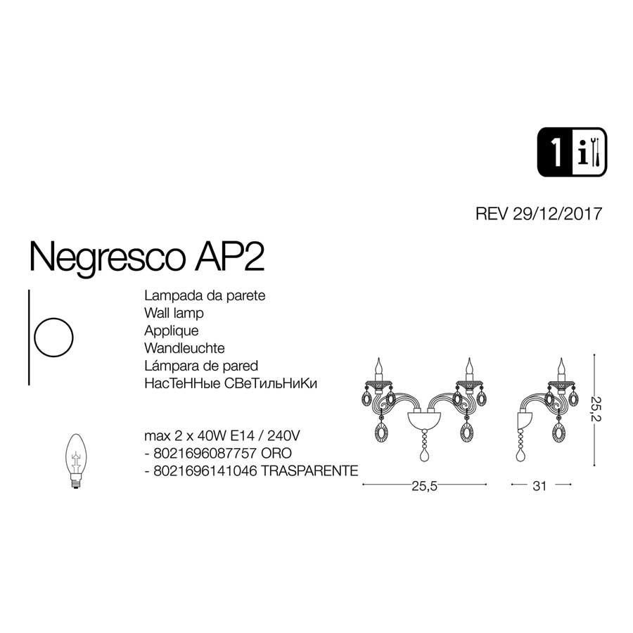 Бра NEGRESCO AP2 ORO (087757), IDEAL LUX - Зображення 141046-.jpg