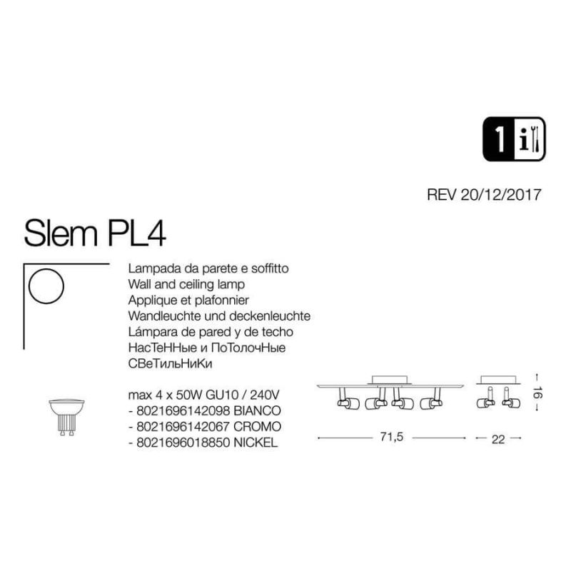 Спот SLEM PL4 NICKEL (018850), IDEAL LUX - Зображення 142098-.jpg