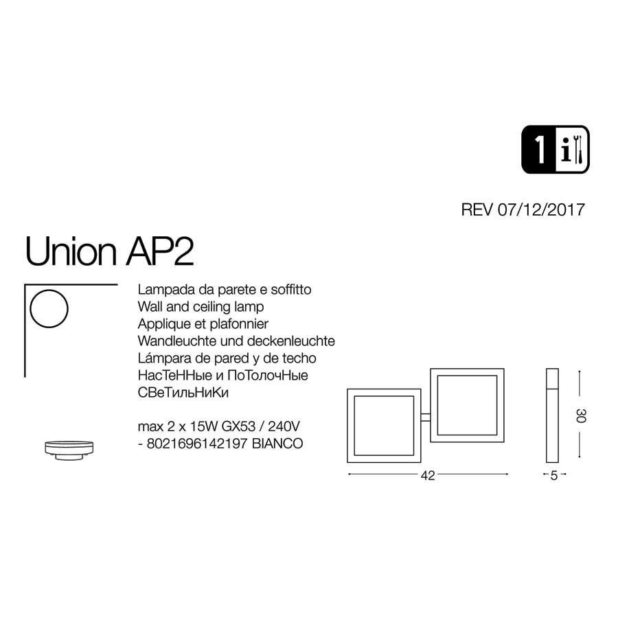 Світильник UNION AP2 (142197), IDEAL LUX - Зображення 142197-1.jpg
