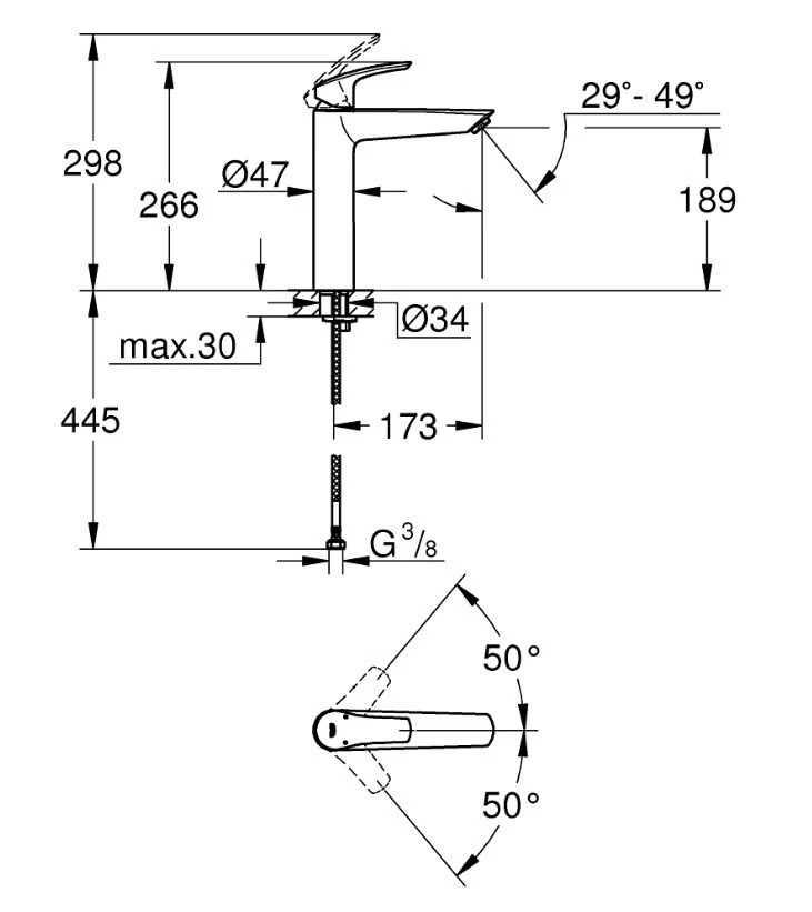 Змішувач для умивальника Eurosmart XL-Size 239712433 Grohe - Зображення 142303465-45f05.jpg