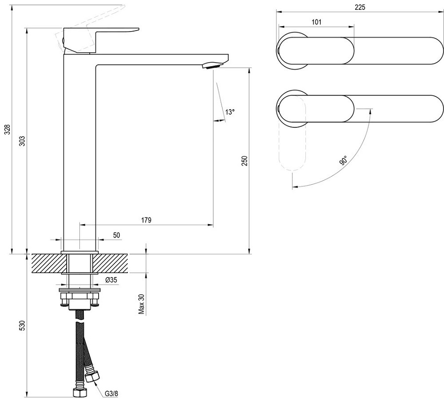 Змішувач для умивальника CR II 015.21BL Black X070461 RAVAK - Зображення 142499063-6a327.jpg