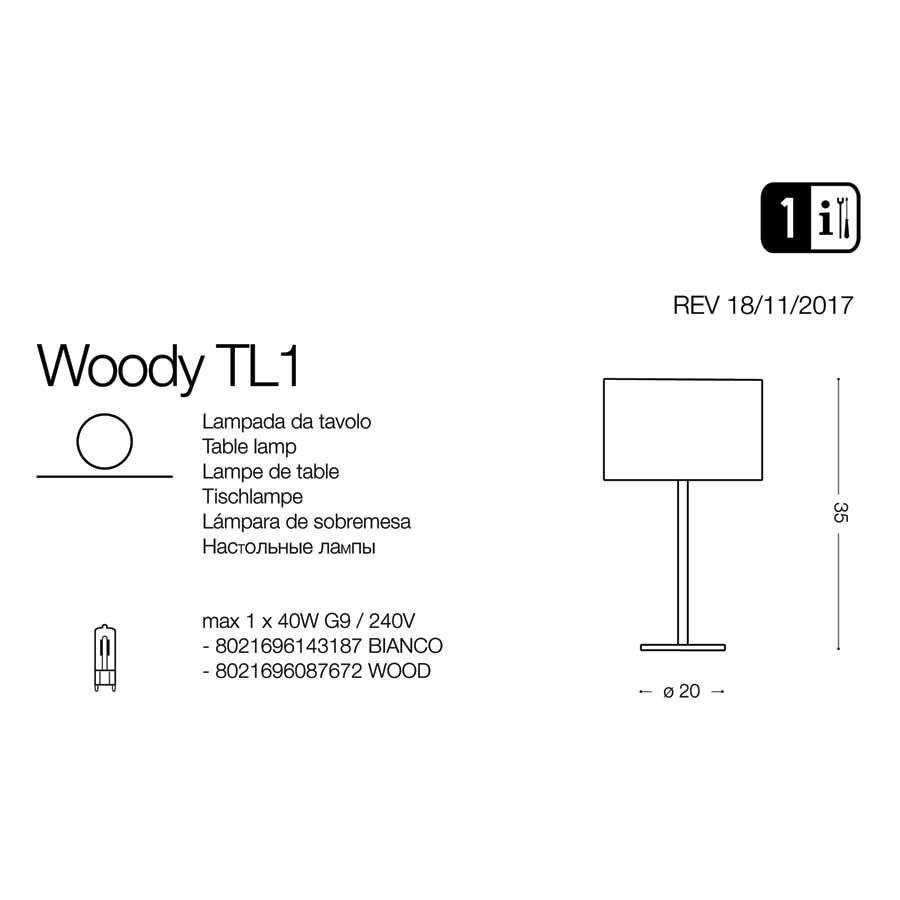 Настільна лампа WOODY TL1 BIANCO (143187), IDEAL LUX - Зображення 143187-.jpg