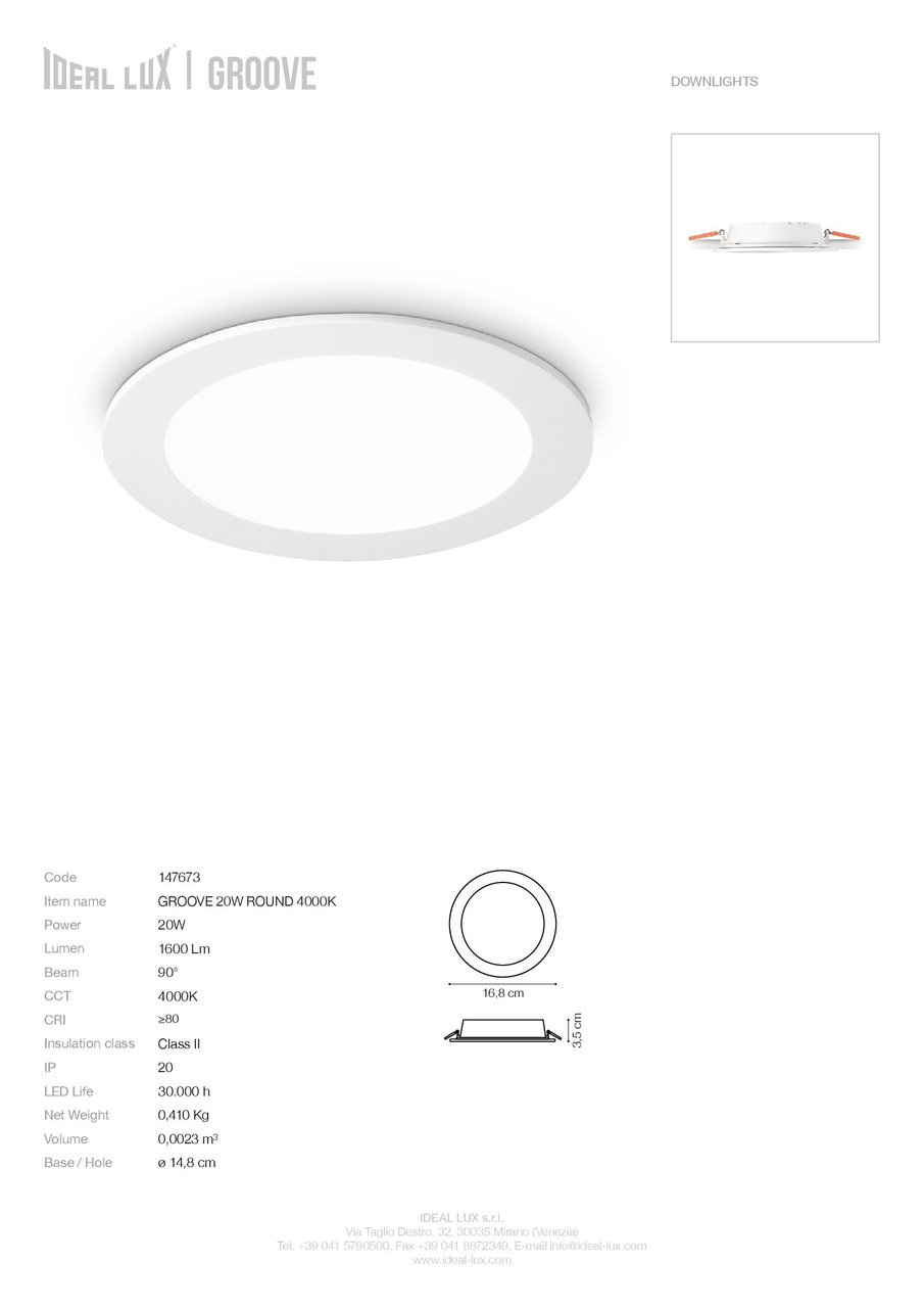 Точковий світильник GROOVE 20W ROUND 4000K (147673), IDEAL LUX - Зображення 147673_SC.jpg