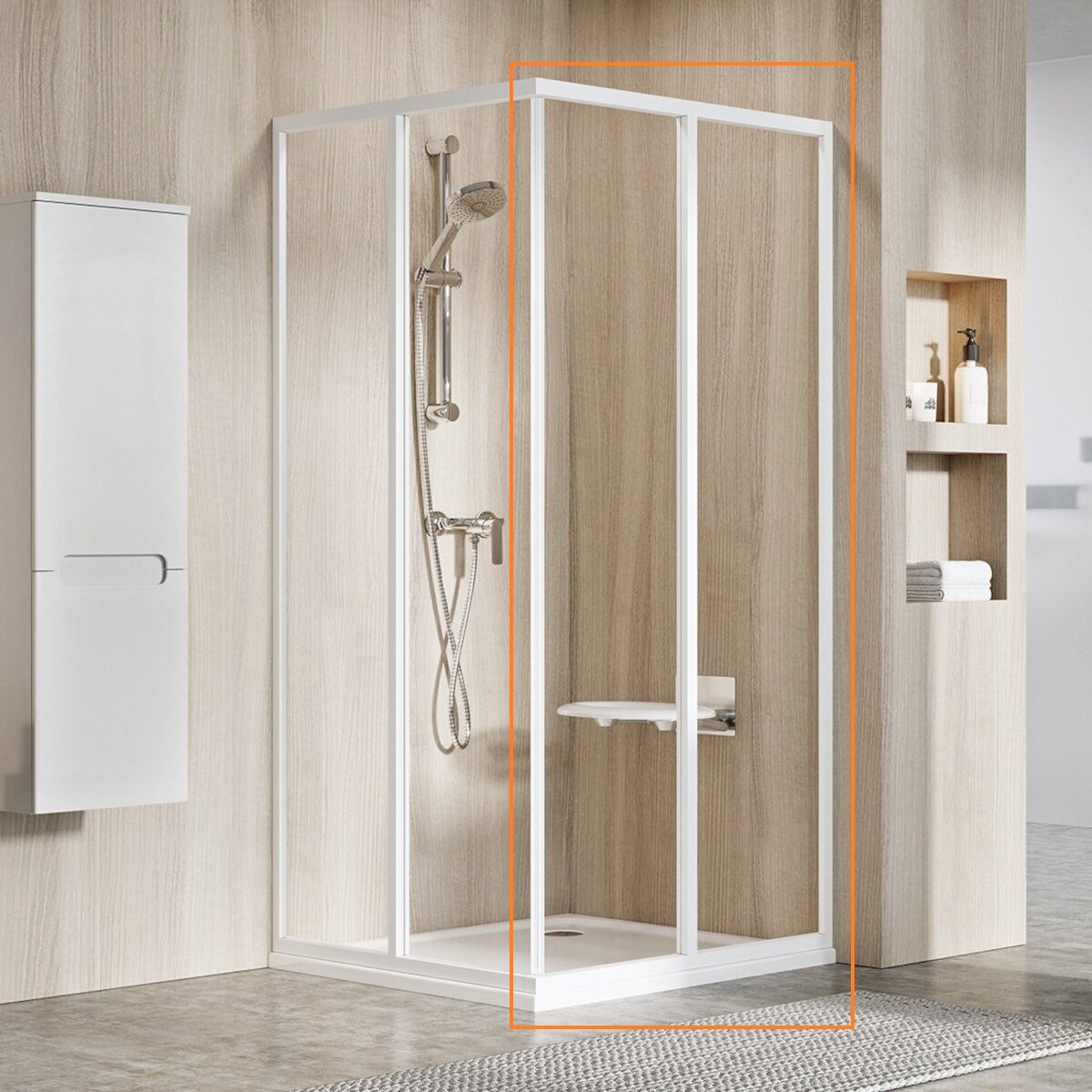 Душова кабіна (половина) SRV2-80 S 195 Transparent, (14V401O2Z1) RAVAK - Зображення