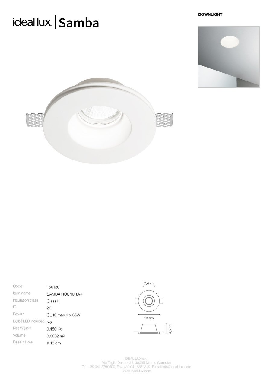 Точковий світильник SAMBA ROUND D74 (150130), IDEAL LUX - Зображення 150130_SC.jpg