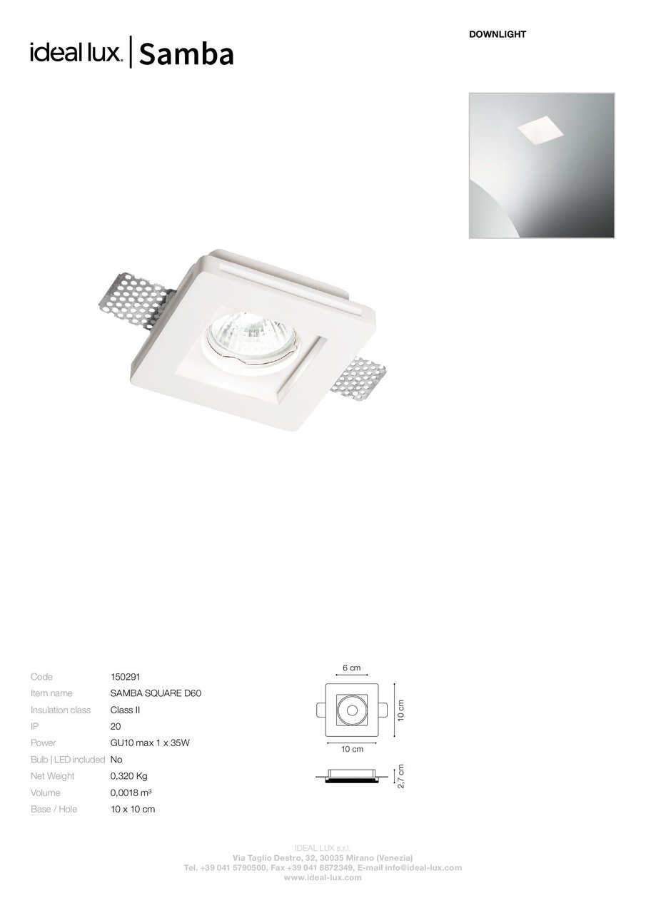 Точковий світильник SAMBA SQUARE D60 (150291), IDEAL LUX - Зображення 150291_SC.jpg