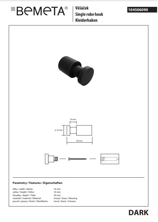 Гачок Dark 104506090 Bemeta - Зображення 151297724-0fcee.jpg