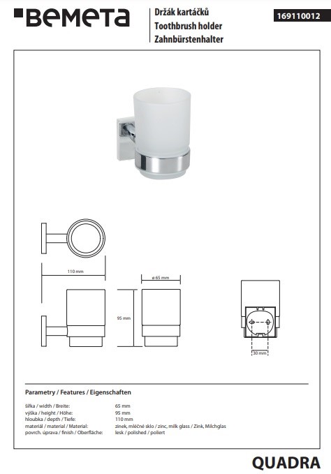 Стакан з тримачем Quadra 169110012 Bemeta - Зображення 151297732-6a9aa.jpg