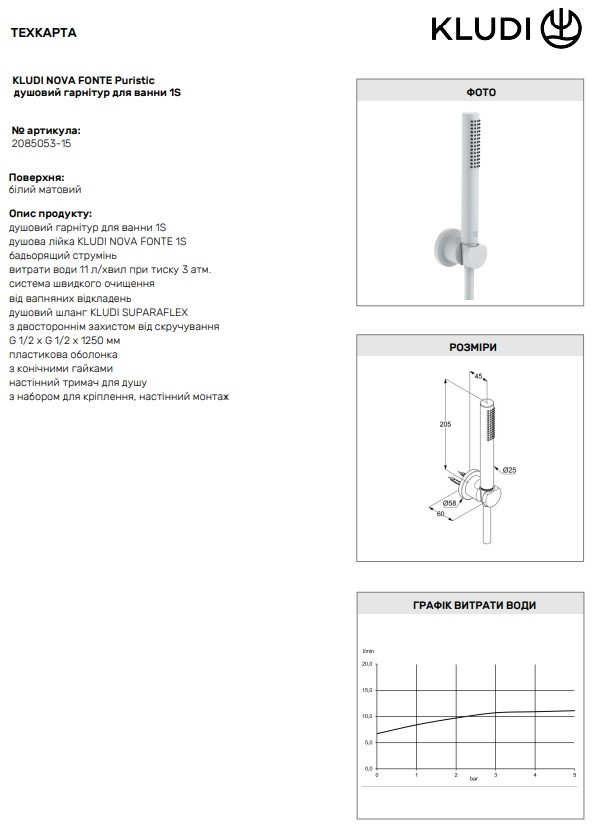 Душовий набір 1S Nova Fonte Puristic 2085053-15 білий Kludi - Зображення 153331365-d2ad6.jpg
