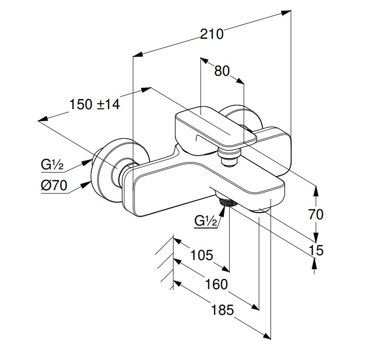 Смеситель для ванны Renon 426910575 хром Kludi - Зображення 153331379-ce84d.jpg