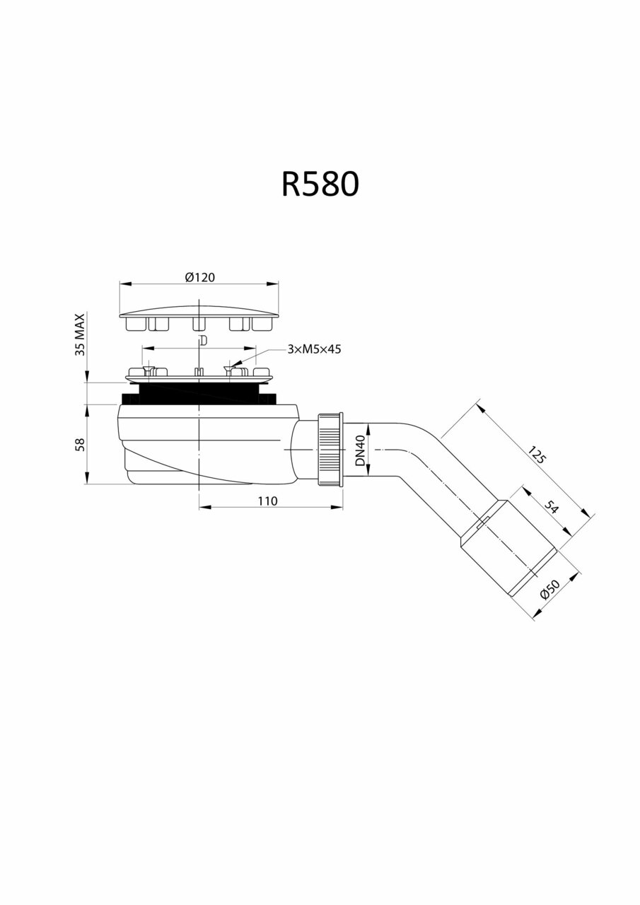 Сифон для поддона D90 R580 Radaway - Зображення 154604-87d56.jpg