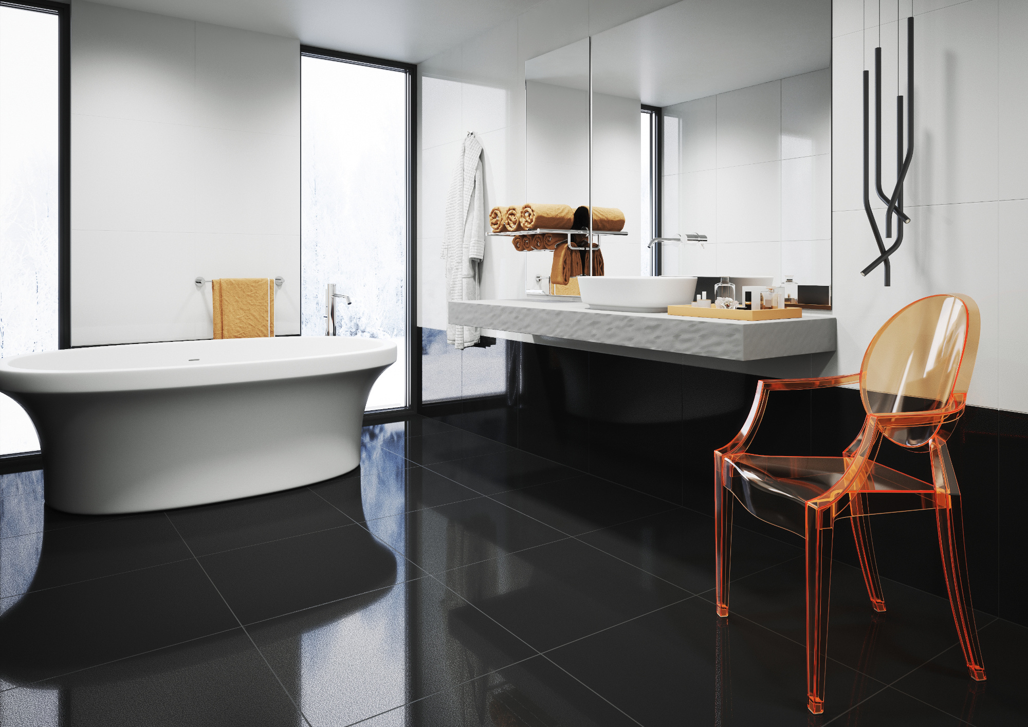 Плитка керамогранітна Cambia Black LAP 597x597x8 Cerrad - Зображення 15489-cambia_white_black_lappato_plan.jpg