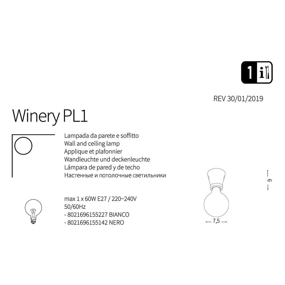 Світильник WINERY PL1 BIANCO (155227), IDEAL LUX - Зображення 155227_.jpg