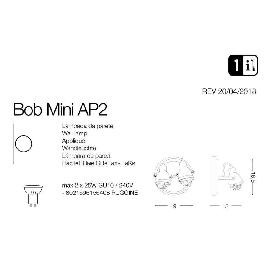 Спот BOB MINI AP2 (156408), IDEAL LUX - Зображення 156408-1_.jpg