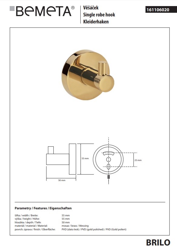 Гачок Brilo 161106020 Bemeta - Зображення 157175079-aa482.jpg