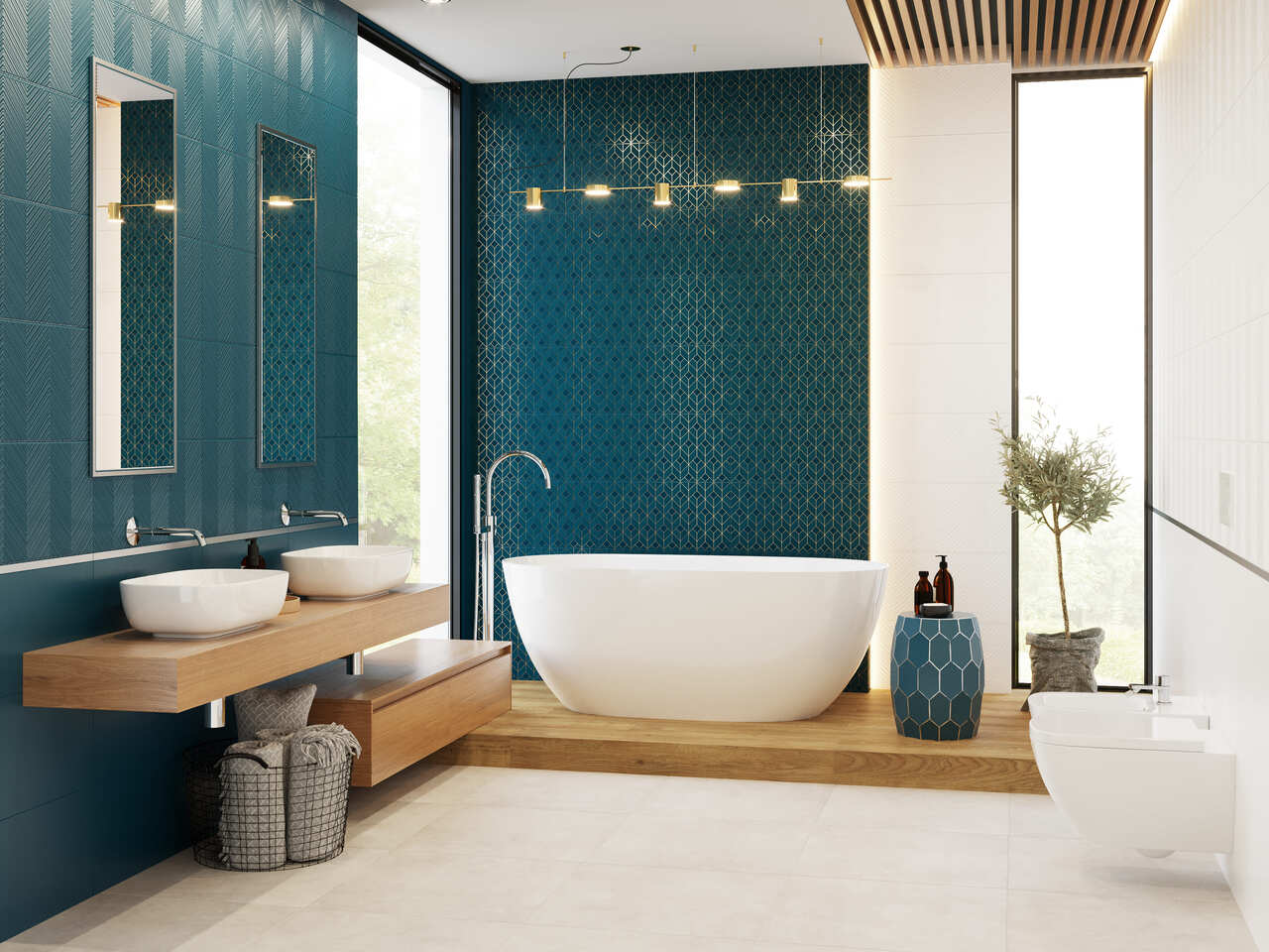 Плитка стінова Blue Chevron RECT MAT 300x600 Ceramika Color - Зображення 157520025-0cc8d.jpg