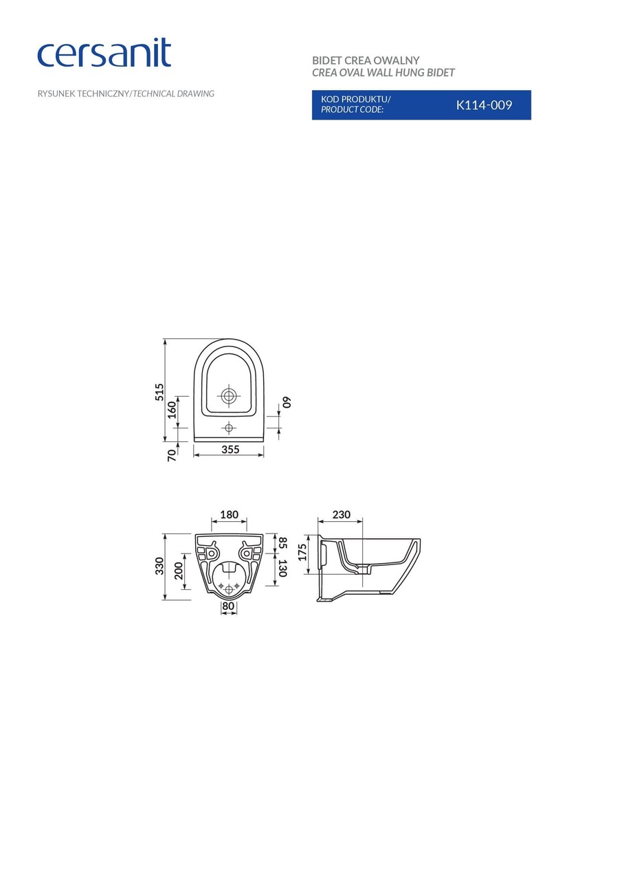 Біде підвісне овальне Crea, Cersanit - Зображення 157996-730a4.jpg