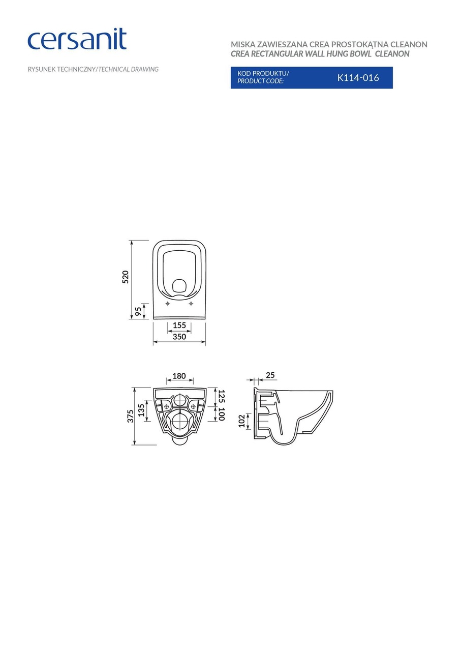 Унитаз подвесной Crea Clean On (CCHZ1001341986), Cersanit - Зображення 158108-e26ef.jpg