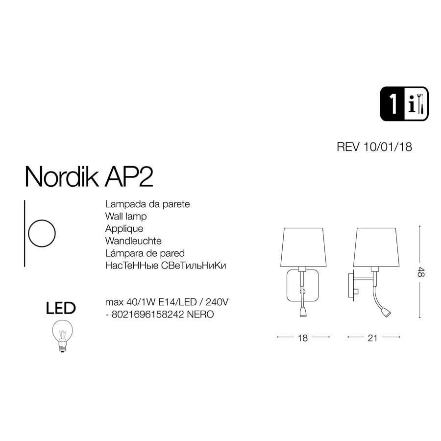 Бра NORDIK AP2 (158242), IDEAL LUX - Зображення 158242-1.jpg
