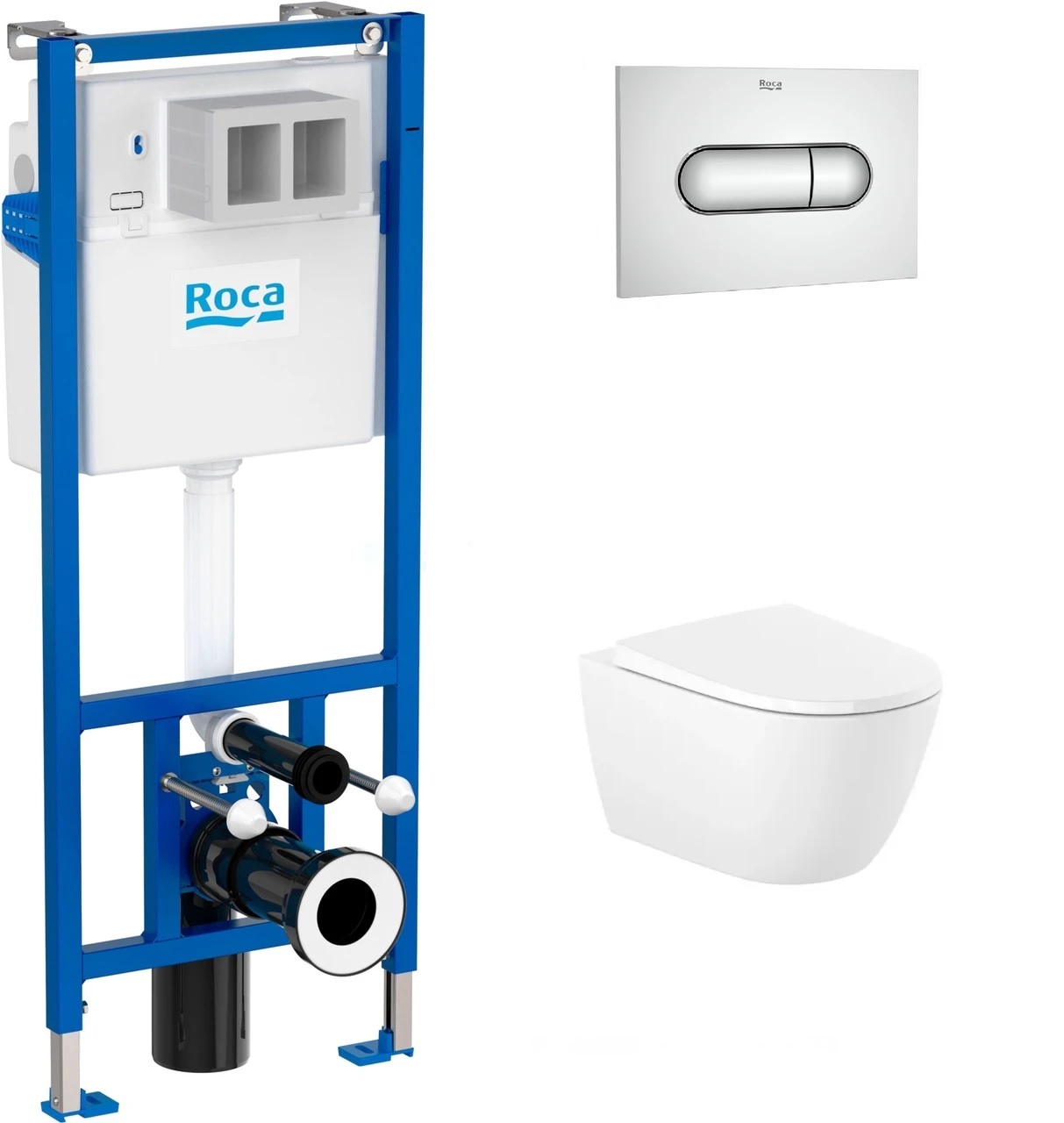 Комплект Инсталляция Duplo Nova WC с клавишей Duplo Nova Chrome + Унитаз с крышкой soft-close Ona Rimless Roca - Зображення 158606797-3298c.jpg