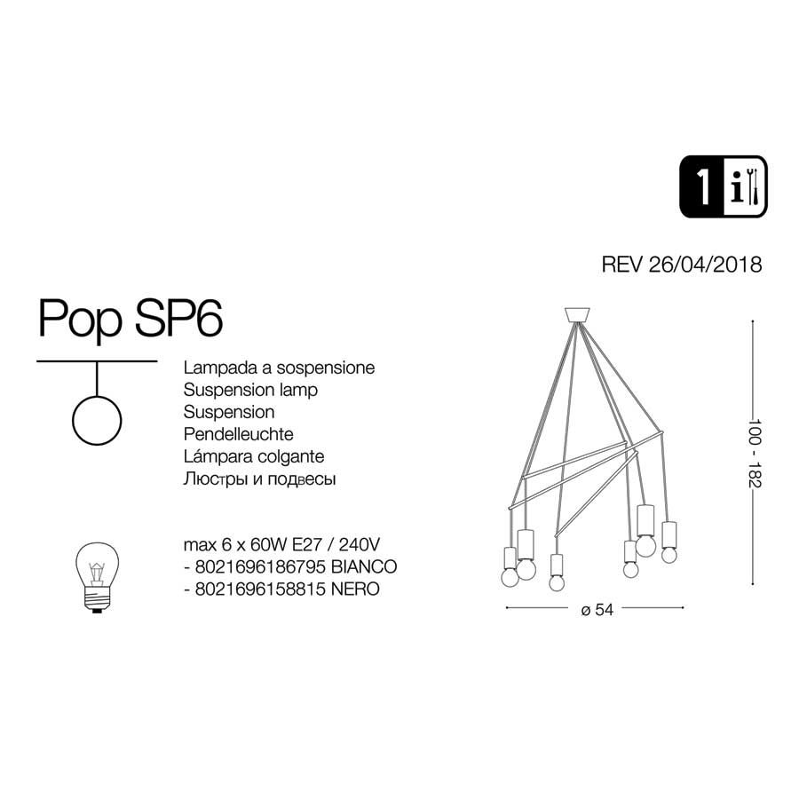 Люстра POP SP6 BIANCO (186795), IDEAL LUX - Зображення 158815-.jpg